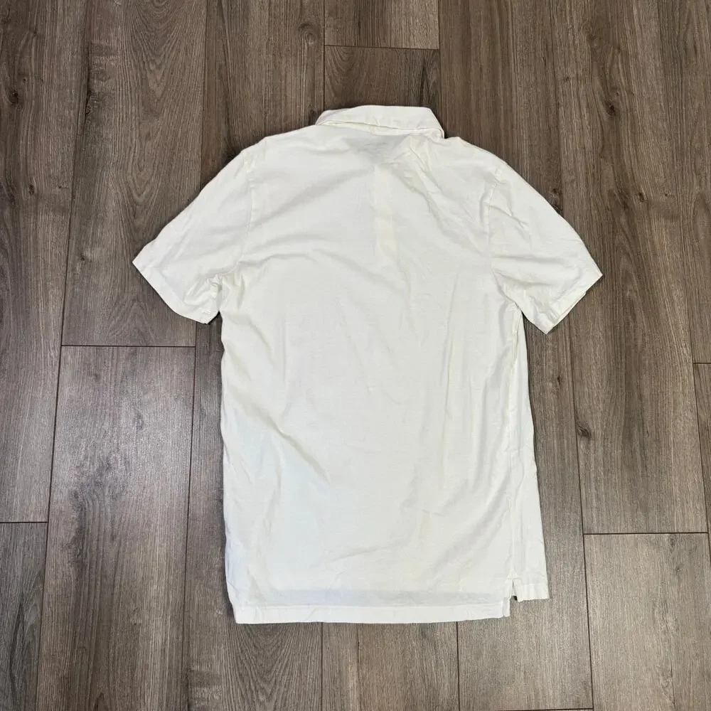 J.Crew Sueded Cotton Polo Shirt Mens M Tall Off White Short Sleeve Classic Fit
